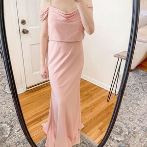 Jenny Yoo Sabine Draped Off-The-Shoulder Crepe Gown